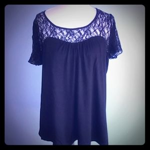 Women's Elle Brand Black Lace Top Size 1X